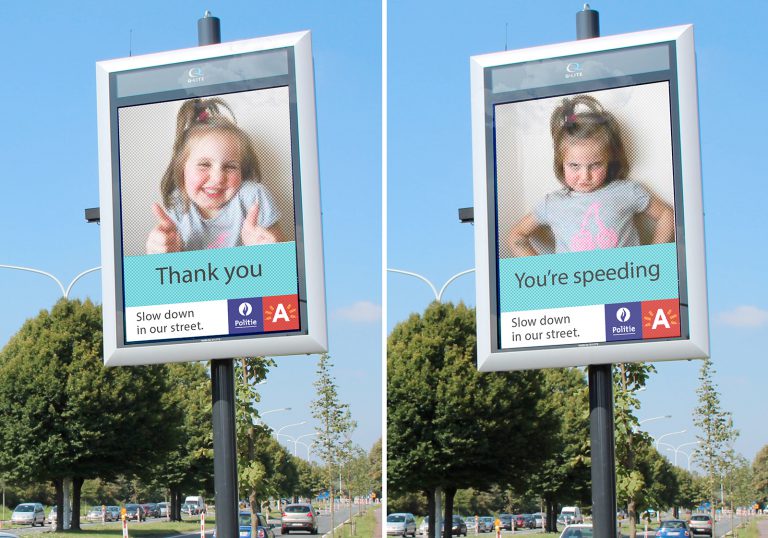 Happy and sad speeding signs