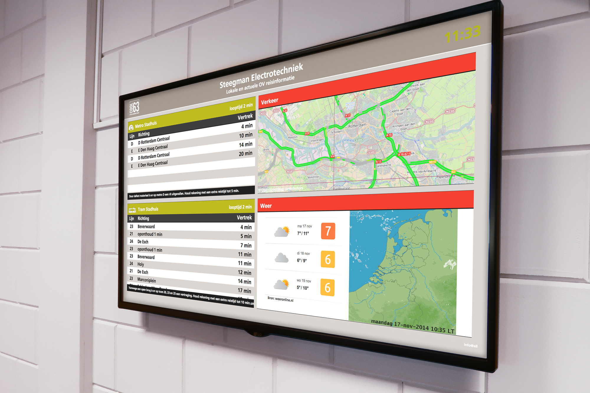 Vervoersinformatiepunt, informatie scherm, digitaal informatiescherm