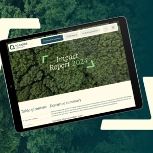 Tablet met Impact Report 2025